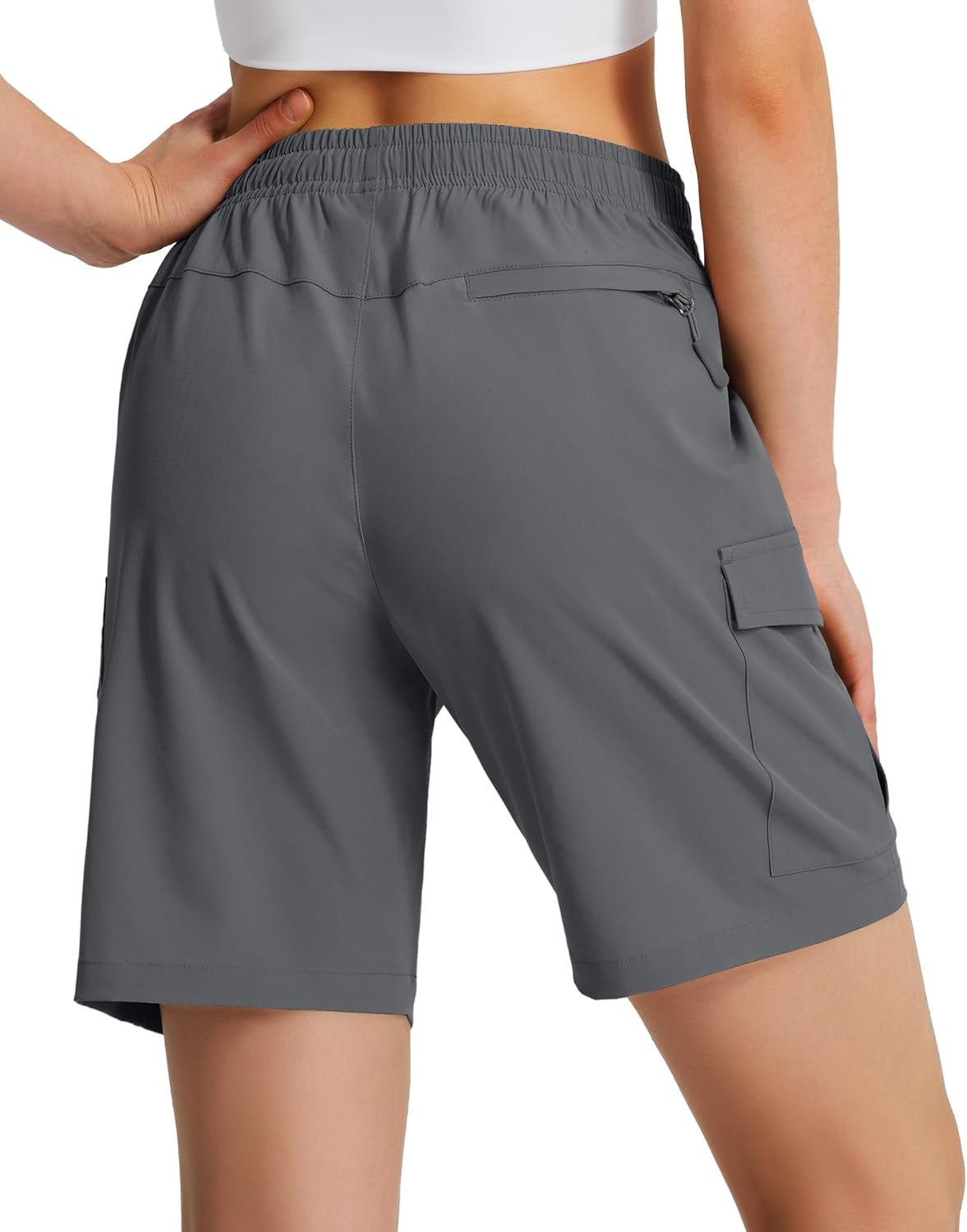 Ksmien Women's 7" Hiking Cargo Shorts Lightweight Quick Dry Ladies Summer Shorts with Zipper Pockets for Travel Golf - Image 3