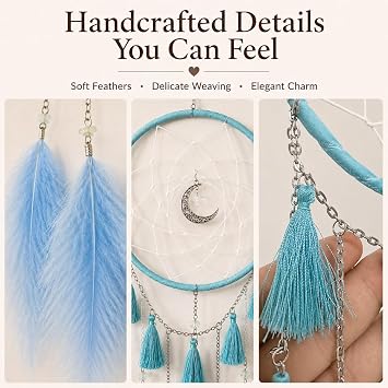 Dream Catchers Blue Dream Catcher Wall Decor for Bedroom Kids Girls Boys Birthday Gift Handmade Feather Hanging Ornaments