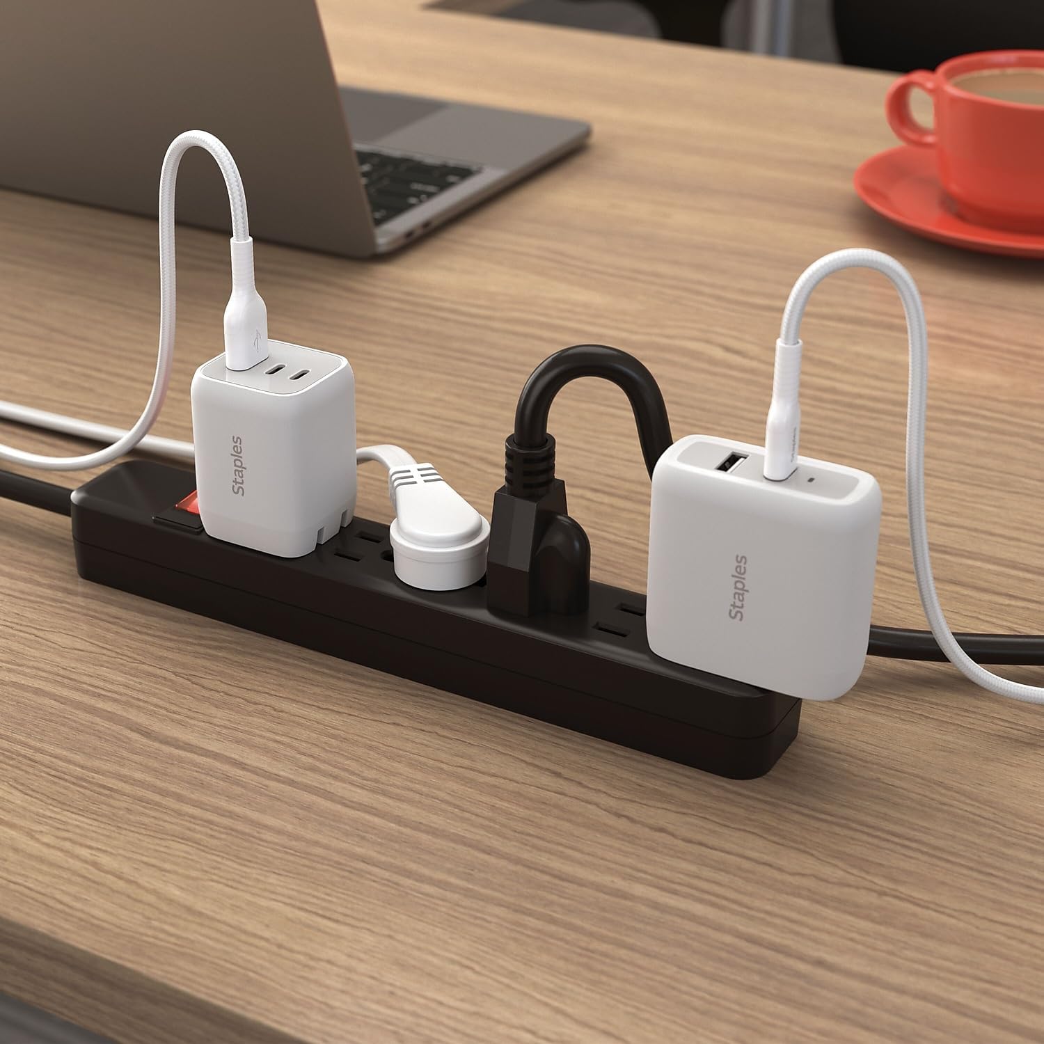 Staples 6‑Outlet Power Strip – 3 ft. Extension Cord for Home, Office & Dorm Room Use, Black