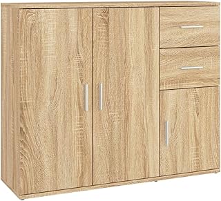vidaXL Sideboard Living Room Cupboard Storage Cabinet Highboard Home Organiser Sideboard Cabinet Sonoma Oak 91x29.5x75 cm Engineered Wood