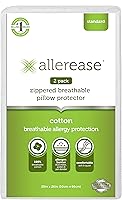 AllerEase 100% Breathable Cotton Pillow Protectors - Allergy Barrier Blocks Dust Mites & Dander, Standard 26x20", 2 Pack