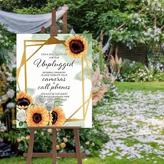 Letrero de bienvenida de boda de girasoles y rosas con texto personalizado para ceremonia de boda, hecho a medida, cualquier nombre, letrero de bienvenida a nuestra boda, letrero de recepción, 18 x