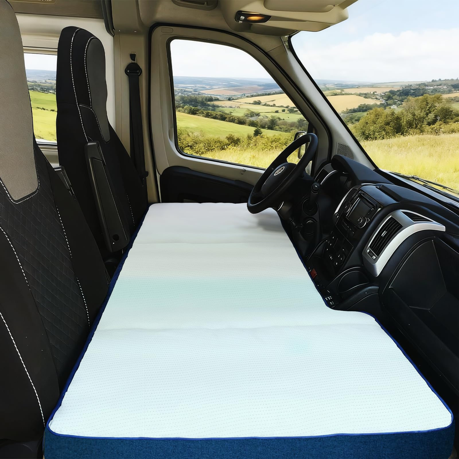 Matelas de véhicule Pliable épais et Respirant Compatible avec Fiat Ducato Citroën Jumper Peugeot Boxer Type 250 Camper(2002 – 2026) Matelas Pliant Portable Accessoires de Camping-Car
