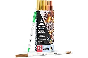 Arteza Brush Pens: 12 Earth Tones for Illustrative Ink & Watercolor Lettering