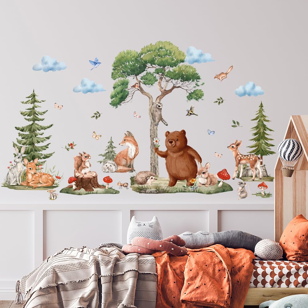 Woodland Wall Stickers Woodland Nursery Wall Decals - Bear Deer Fox ...