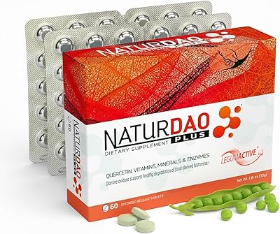 NATURDAO Plus® DAO Enzyme 1,000,000 HDU per dose - Catalase Enzyme - 8 Cofactors and Adjuvants - Advanced Histamine Blocking Formula - Food Intolerance - 60 Extended Release Tablets