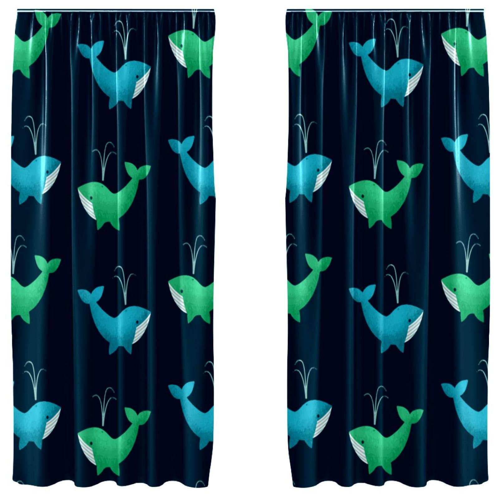 Cortinas de panel decorativas de ballena azul para crear un ambiente veraniego relajante