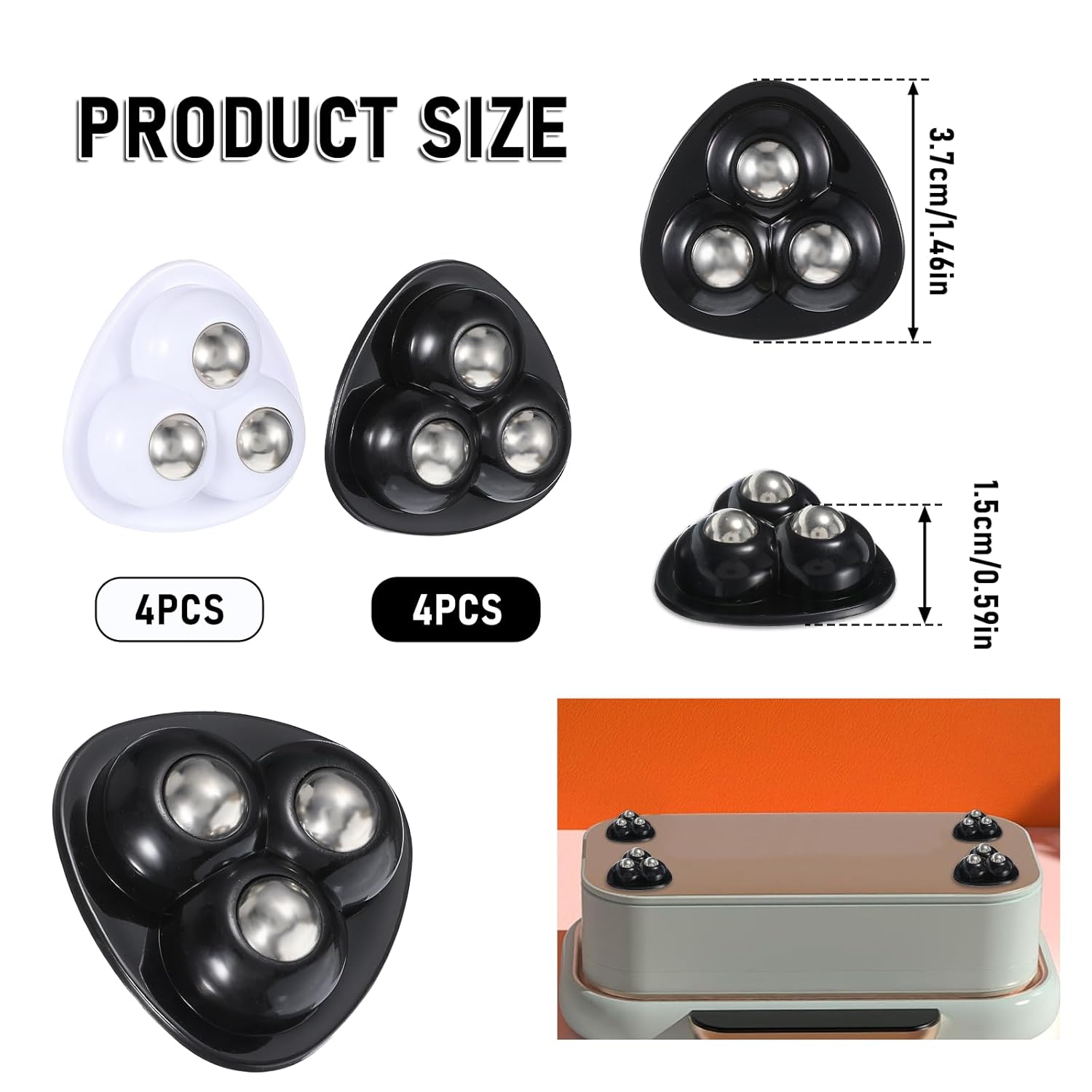 Kitchen Appliance Rollers Self Adhesive Caster Wheels - 360° Swivel Wheels  For Furniture - 1 Inch Steel Universal Wheel, 28 Rollers For Kitchen  Appliances