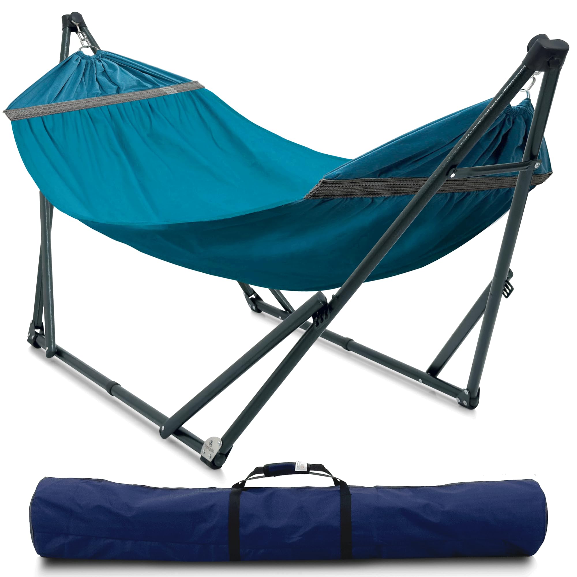 Tranquillo Heavy Duty Couple Hammock with Steel Stand - Blue