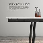 Extendable Dining Table for 6-10,Sintered Stone Kitchen Table | 62.9-94.4" Adjustable Length,Heat & Scratch Resistant Tabletop,Smooth Pull-Out Mechanism, for Patio,Dining room-Stylish White
