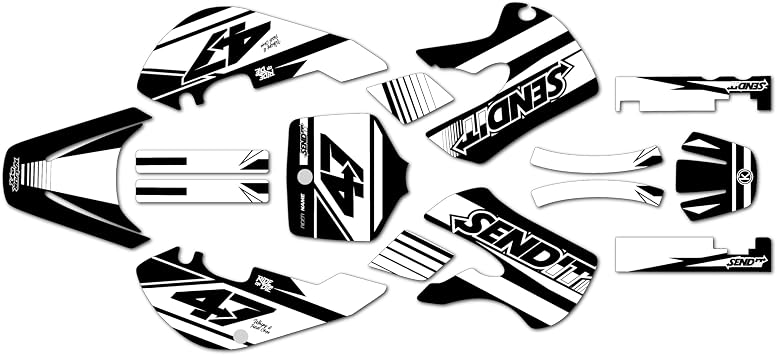 Graphics Kit for Kawasaki KLX 110 2002-2009 Fresh Series White 09 Mil - Dirt bike Custom Racing Graphics Decals Stickers Kit, no-plastics