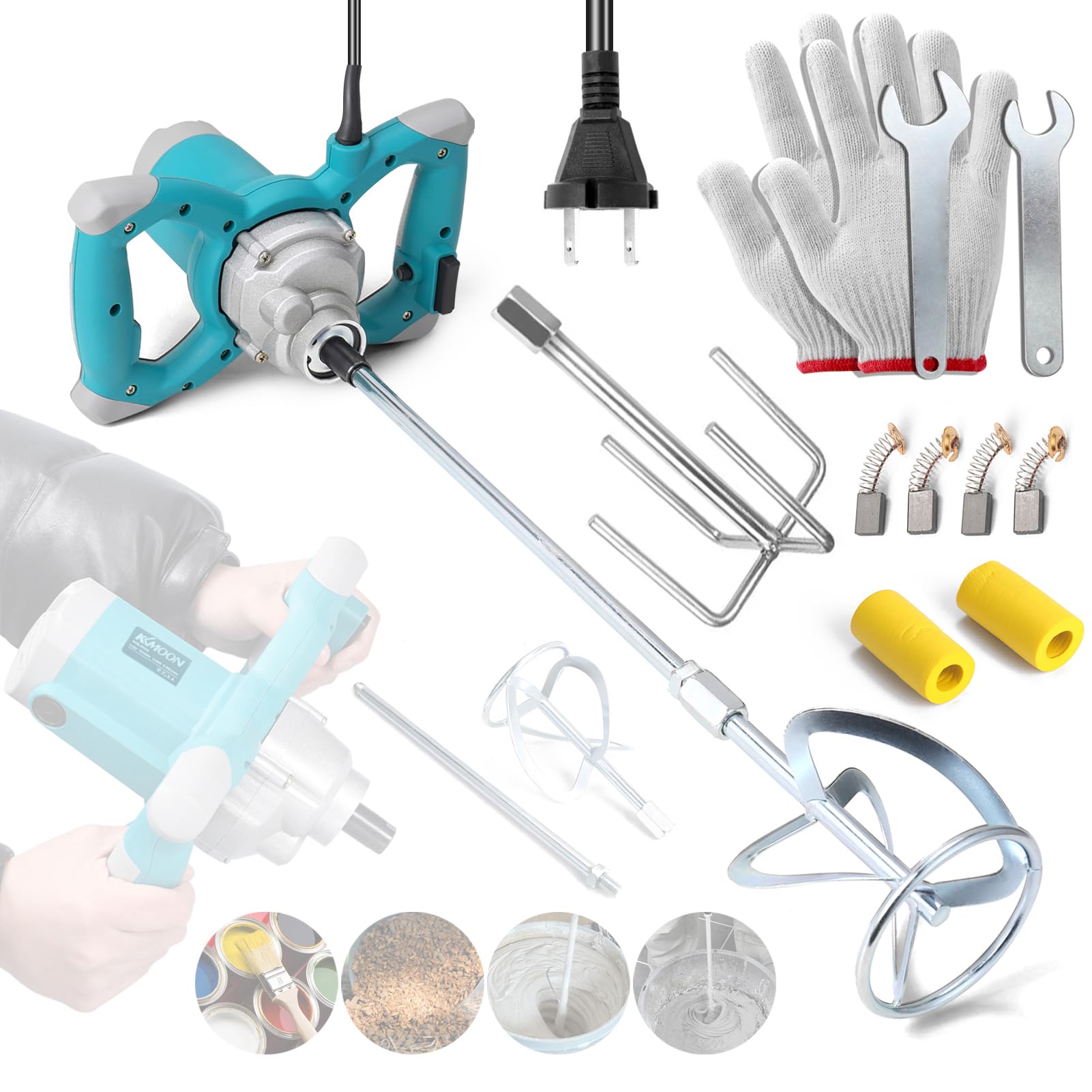 Ejoyous Mezclador de cemento de 2600 W, mezclador de cemento portátil de mano con 6 velocidades ajustables, potente motor, para mezclar mortero, lechada, yeso, pintura, herramienta de agitación
