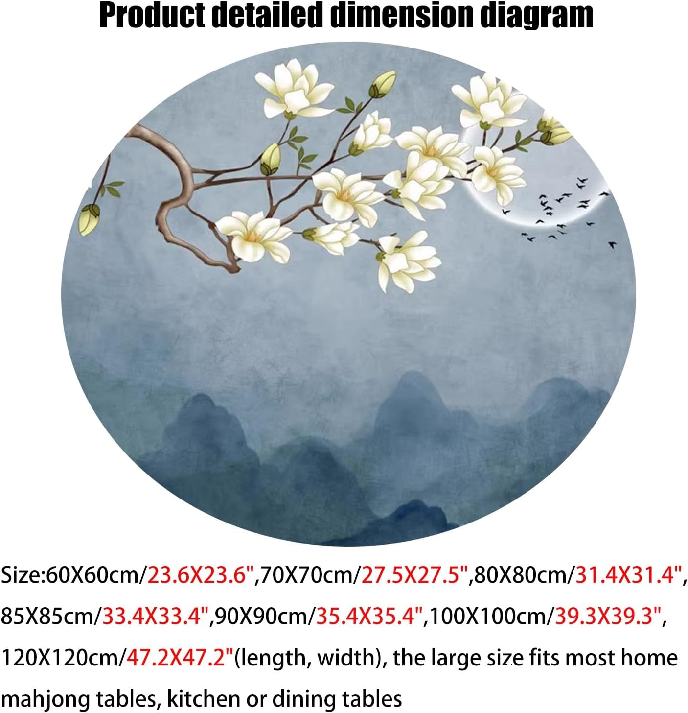 Mahjong Tablecloth Mat Round Thickened Soundproof Anti Slip Playing Cards Dining Table Coffee Table Mat(Light Blue,23.6X23.6)
