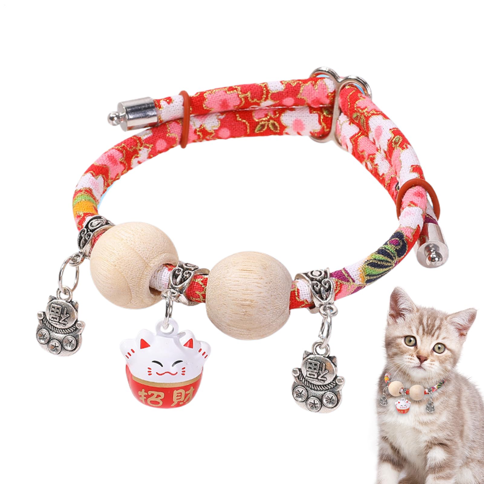 Collars for Cats Kitten Bell Cedar-Bead Cat Collar