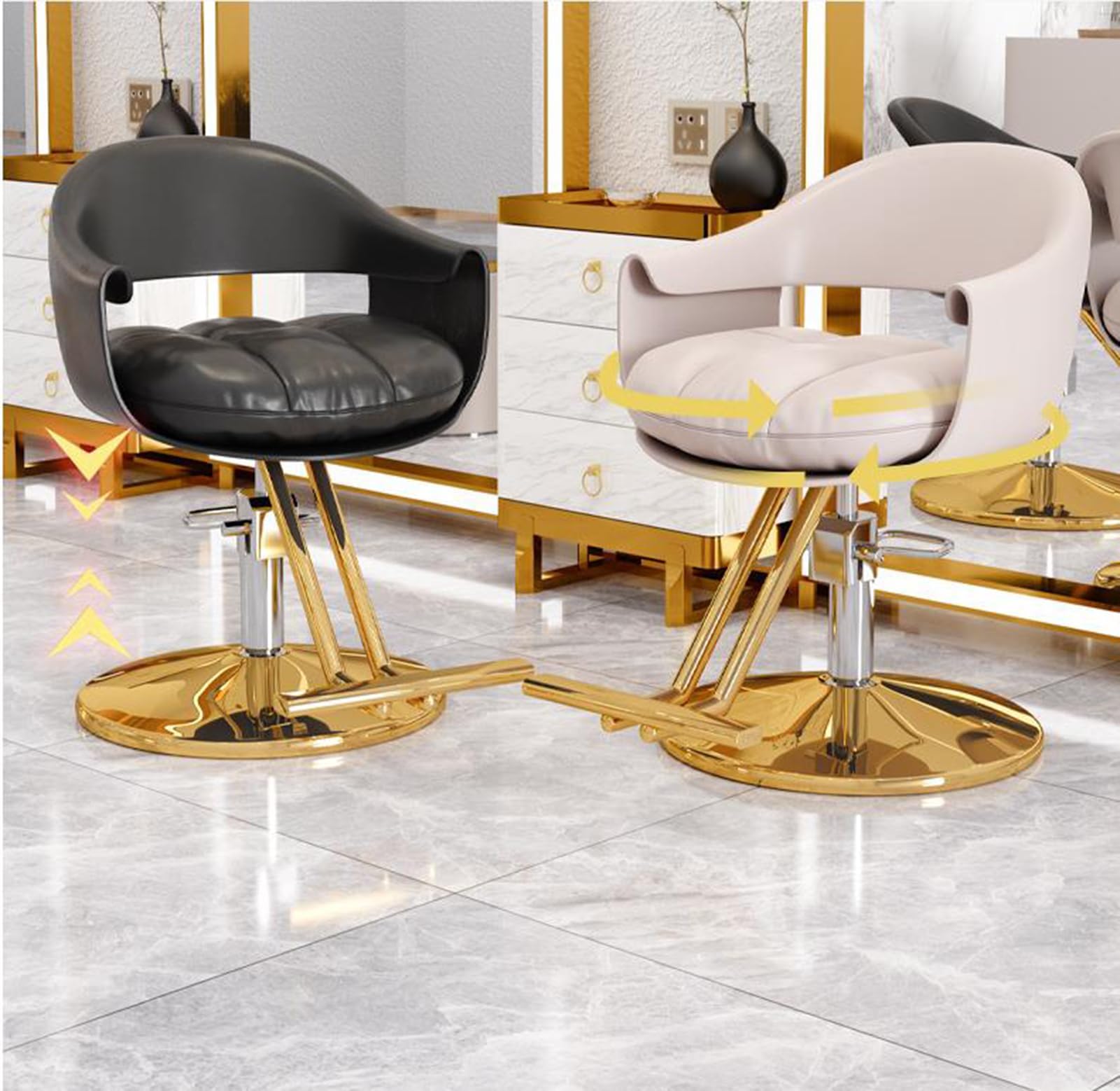 Generisch Friseurstühle, Verstellbarer Friseurstuhl für Stylisten – Hochleistungs-Hydraulikpumpe, 360° drehbar, Spa-Salon-Ausstattung, blau, professioneller Friseurstuhl für den Heimgebrauch