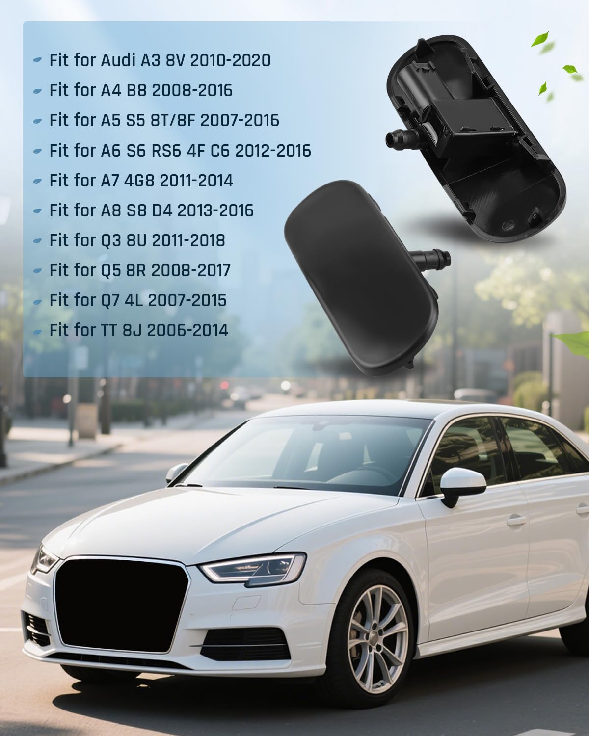 Ugelli per tergicristalli adatti per Audi A3 A4 A5 A6 A7 A8 Q3 Q5 Q7 TT, ugello tergicristallo sostituire 4GD955987 4G8955988 sinistro e destro, 2 pezzi