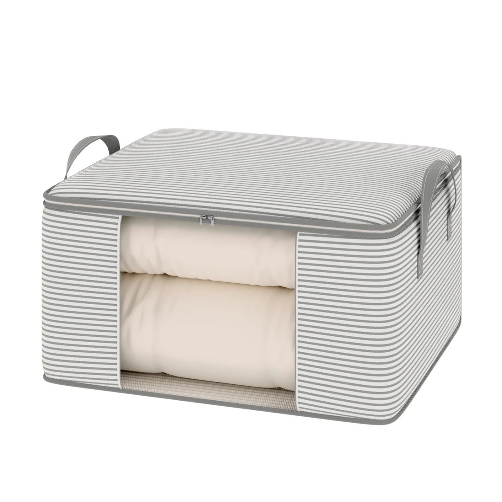 Travel pouch Thickened 120g Cloth Visual Storage Bag Large Capacity Clothes Quilt Home Use Packing Organizer Non-Woven Fabric Box Shape(Grey fabric 50L)