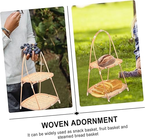 Miniatura 4 de Cabilock Soporte de aperitivos de bambú Bandeja de exhibición de pasteles Bandeja de exhibición de verduras Cesta de fruta de bambú Cesta de frutas