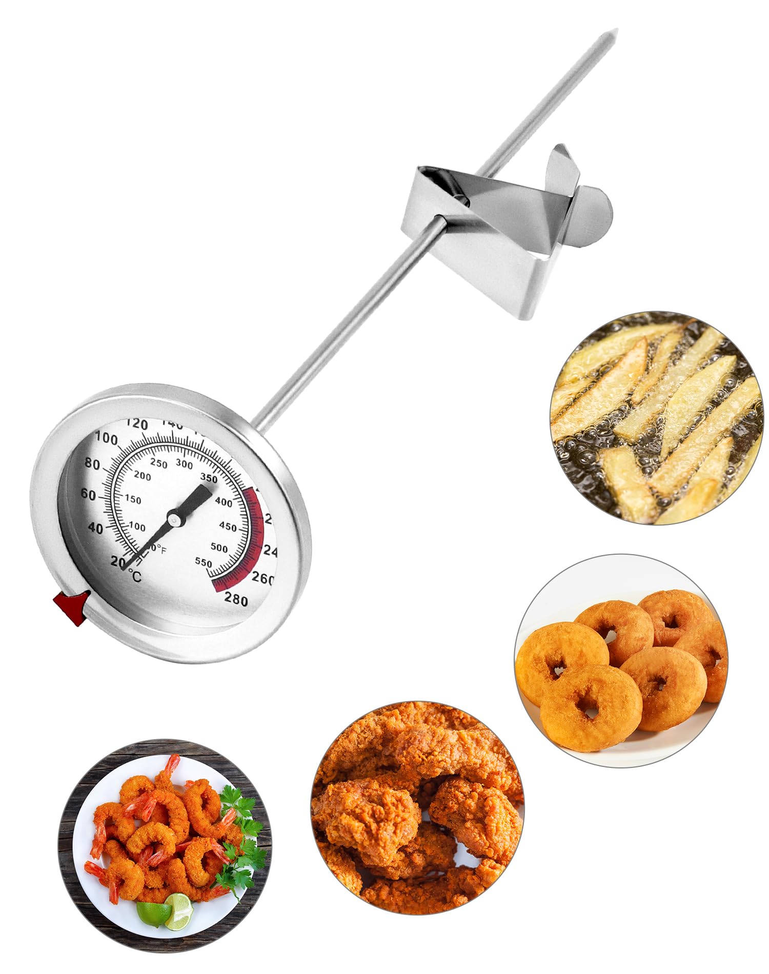 Termometro Da Cucina In Acciaio Inox 304 Per Olio E Carne - Sonda Da 23 Cm, Fino A 290°C