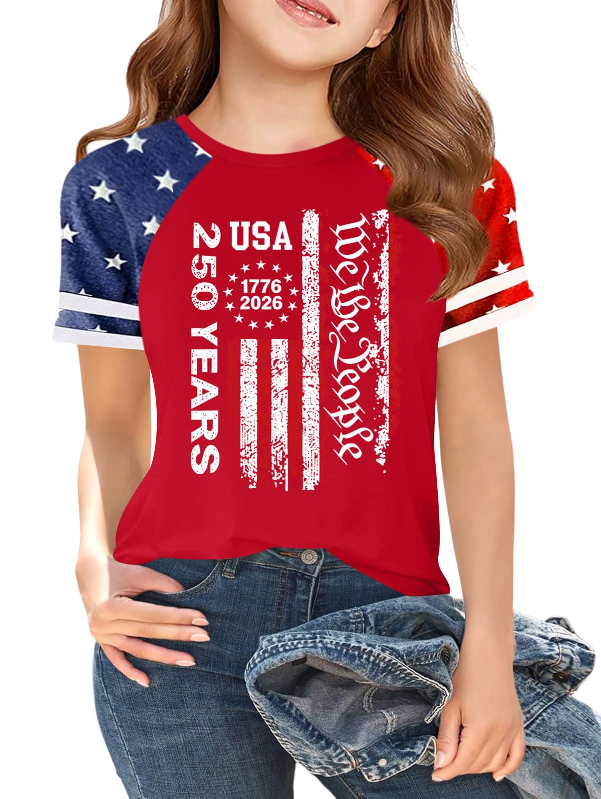 Ithalt Boys Girls USA Shirts Kids 4th of July Shirts American Flag Tshirt Patriotic Top Independence Day Outfit 5-13y