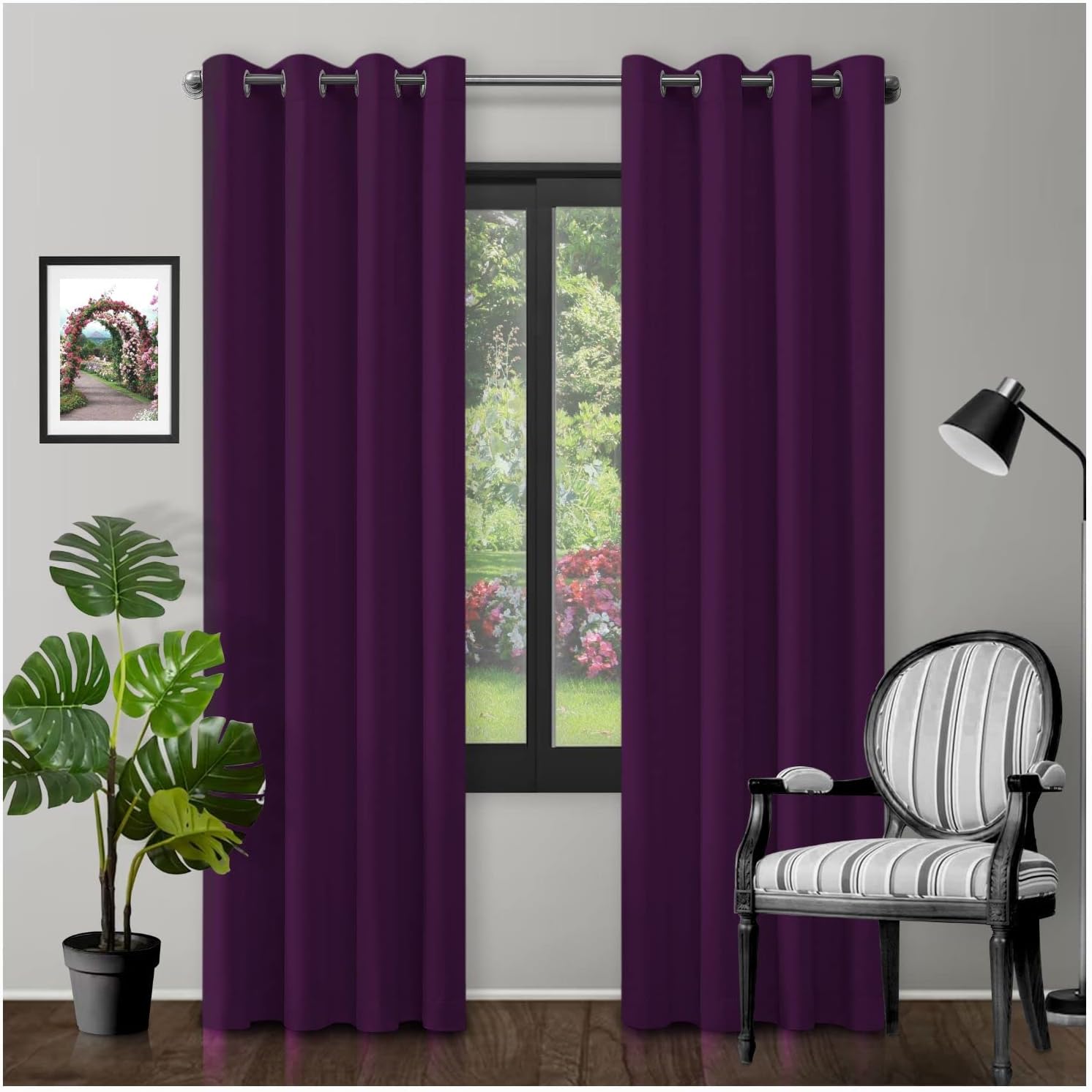 PONY DANCE Purple Curtains Blackout Short Rings Top Thermal Curtains