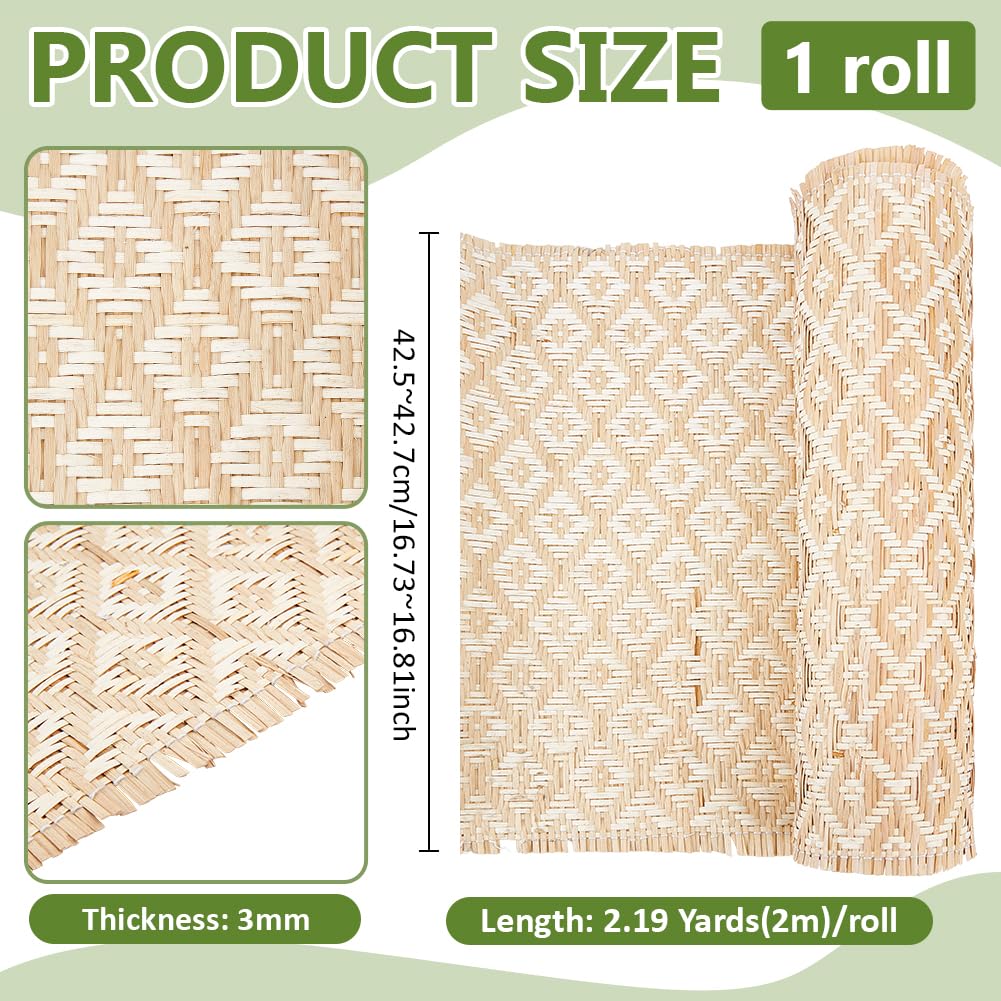 BENECREAT 2 m x 425 mm de tela de ratán natural, tejido de ratán tejido de tela de ratán abierto, material de caña de malla abierta para muebles, sillas, armarios, techos, camas