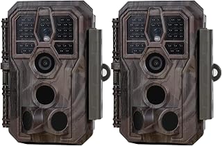 GardePro E5S 2-Pack Trail Cameras: 64MP Photos, 1296P HD Video, 0.1s Trigger, 100ft No-Glow Night Vision for Hunting & Security