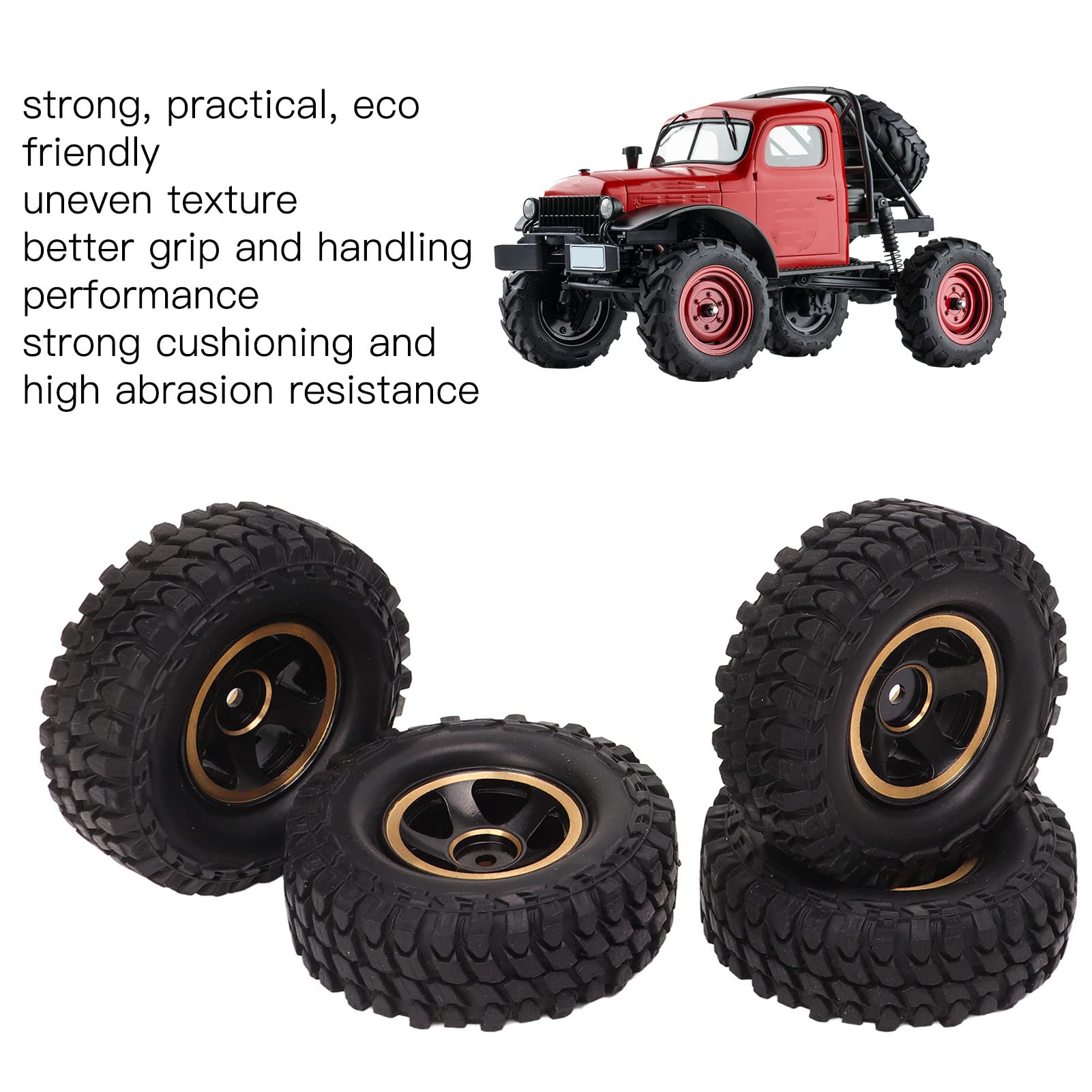 Fockety 4 Pezzi da 1,0 Pollici in Scala 1/24 Pneumatici e Ruote per Auto RC, Pneumatici Fuoristrada con Ad Alta Presa, Pneumatici in Gomma RC di Ricambio per Auto RC FMS FCX24