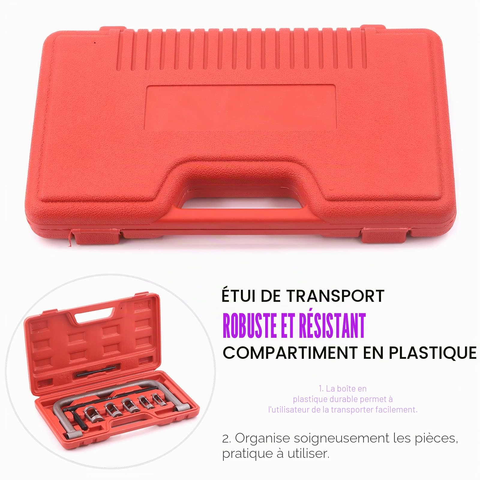 Swpeet Kit d'assortiment de 13 outils compresseurs de ressort de soupape, comprenant 5 adaptateurs poussoirs, vis d'extension, ensemble de rodoir de soupape et barre de compression pour moto, voiture