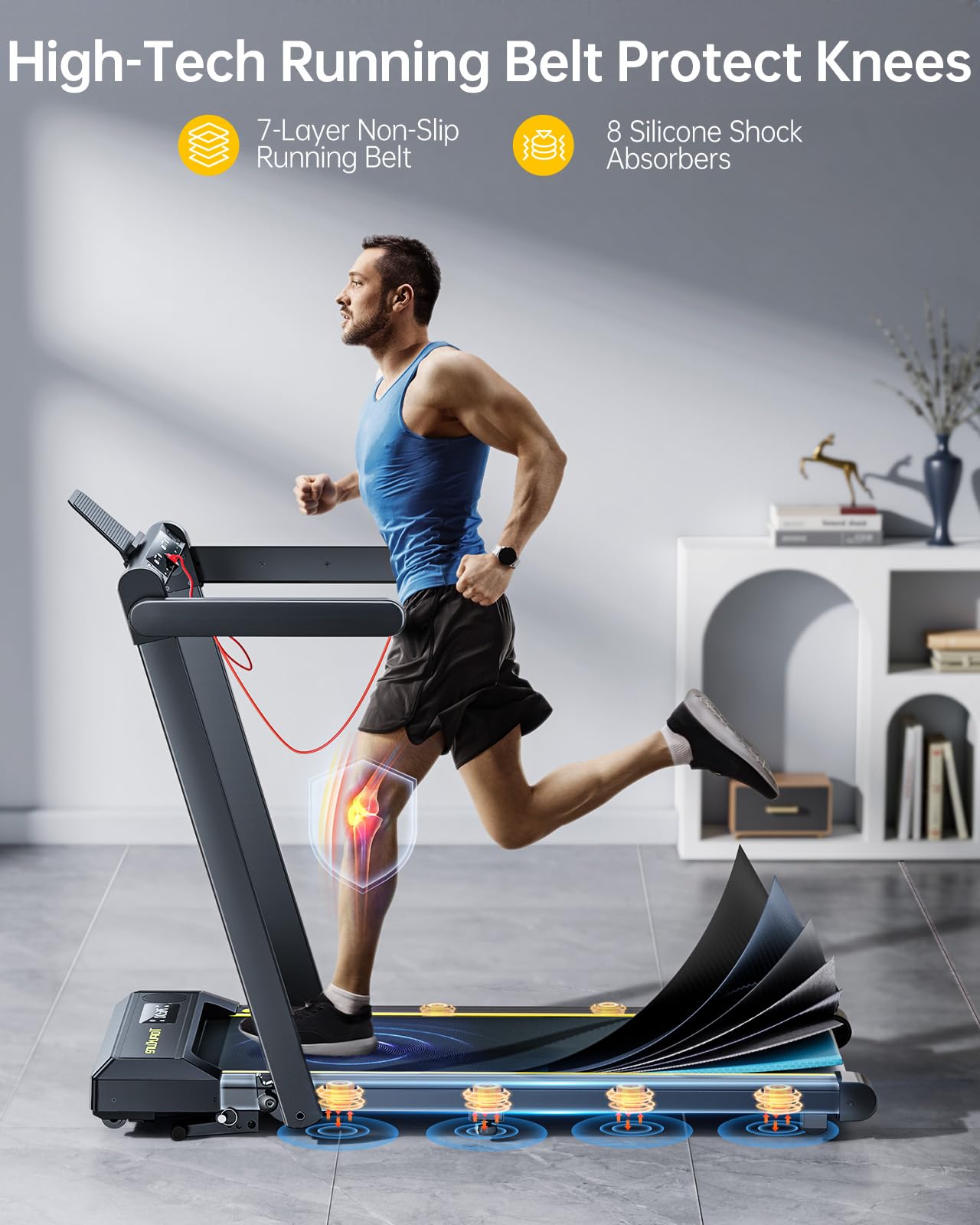 Walking Pad Treadmill with 12% Incline and Handle Bar, 4 in 1 Folding Treadmill for Home/Office, Under Desk Treadmills Portable Walking Pad with App & Bluetooth Speaker, 0.6-10MPH — view 8