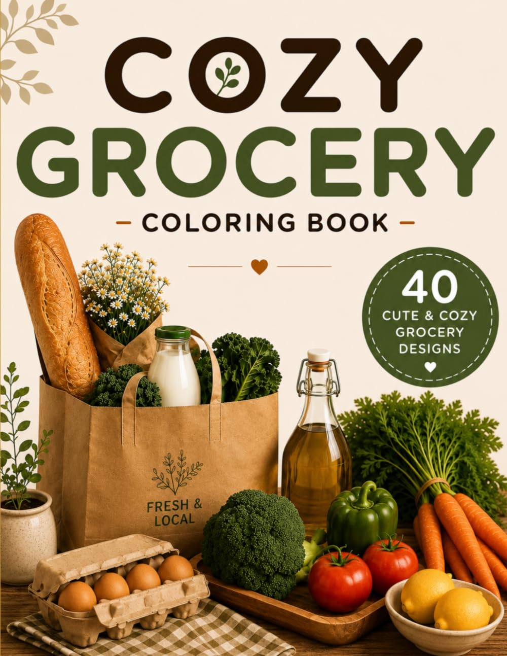 Cozy Grocery Coloring Book: Bold and Easy Cozy Grocery Moments