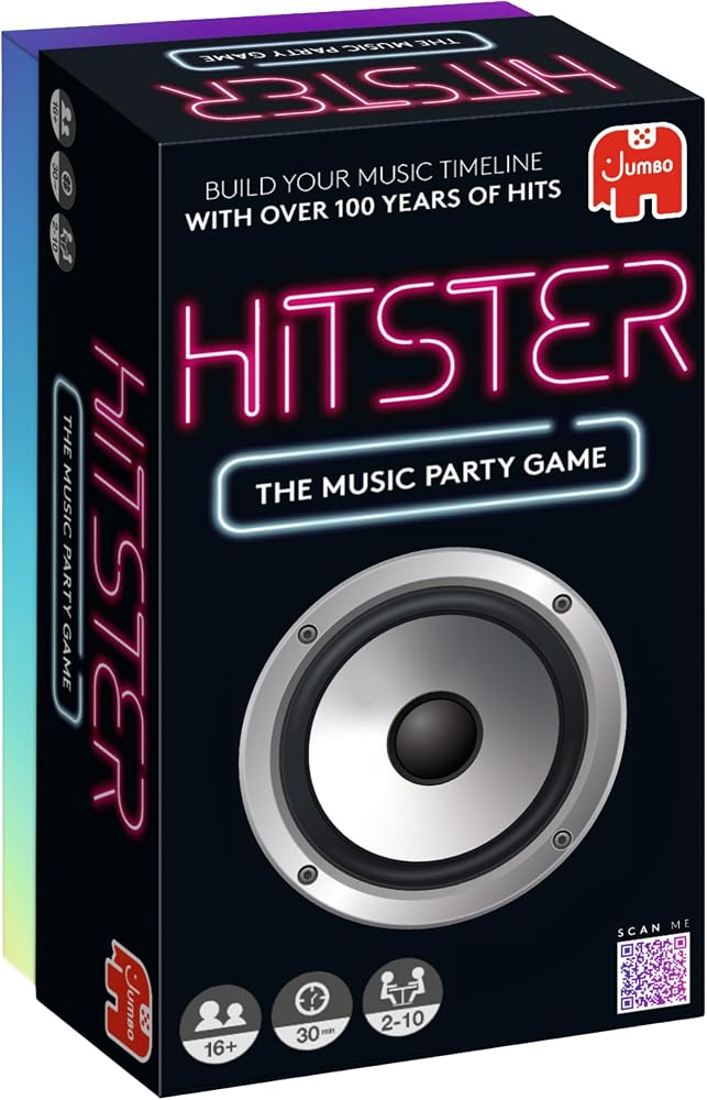 Jumbo Hitster - The Music Fun Party 퀴즈 카드 게임, 2-10명의 플레이어 - 300개 이상의 상징적인 음악 히트 곡 - 성인 및 가족 게임의 밤에 적합 — 사진 1