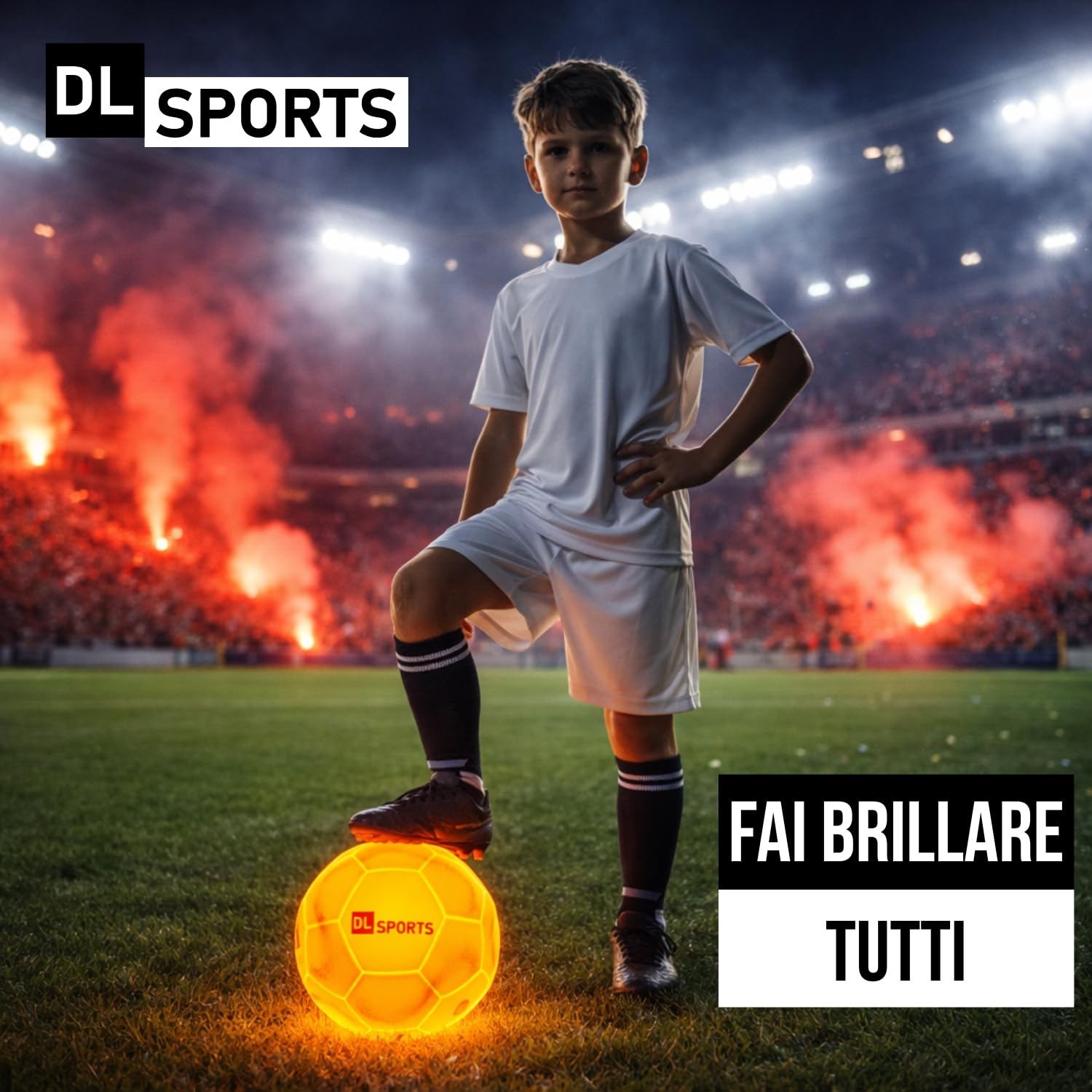 Pallone da calcio luminoso LED ricaricabile – Pallone da calcio per bambini all'aperto riflettente – si accende la notte in fluorescente – idea regalo calcio per bambini – gioco sicuro