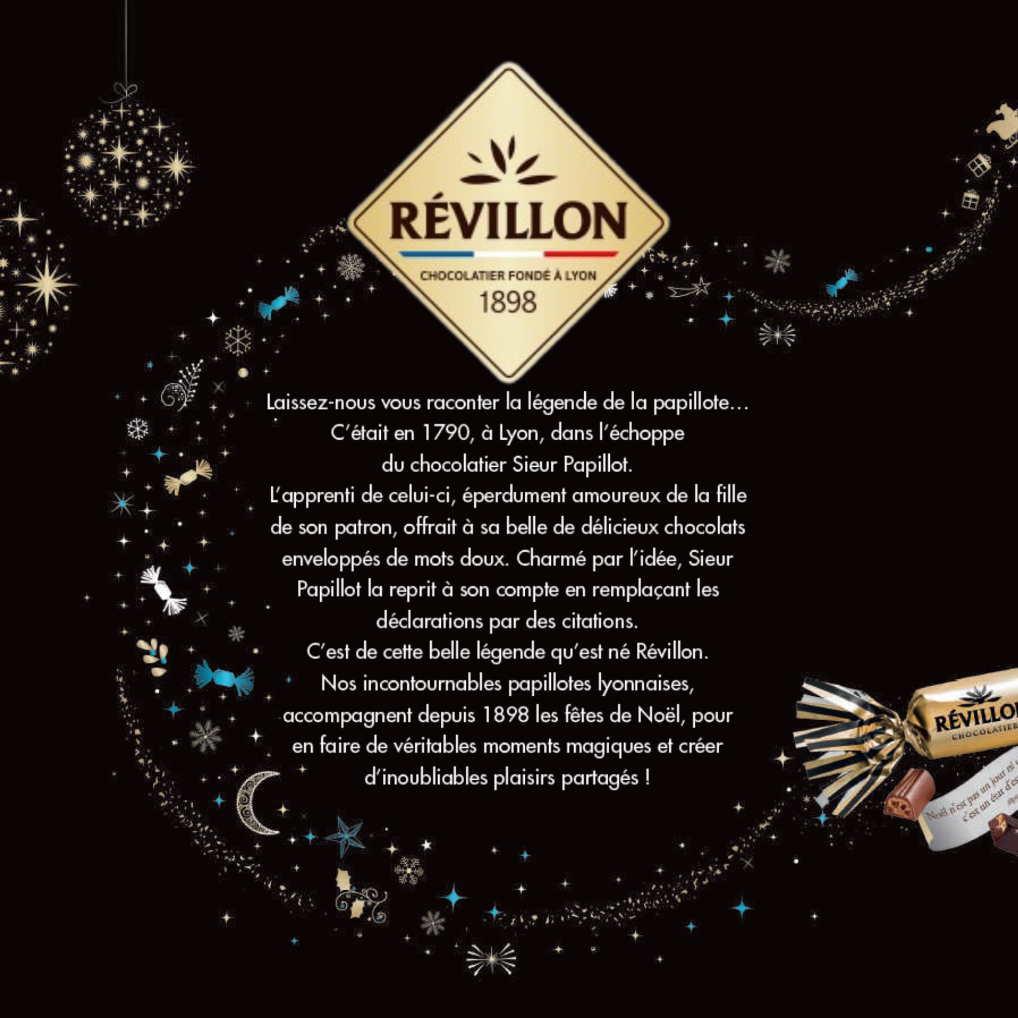 REVILLON | 100 Papillotes Chocolat au Lait Praliné | Box de 1100g de Friandise sans Huile de Palme prête à Offrir