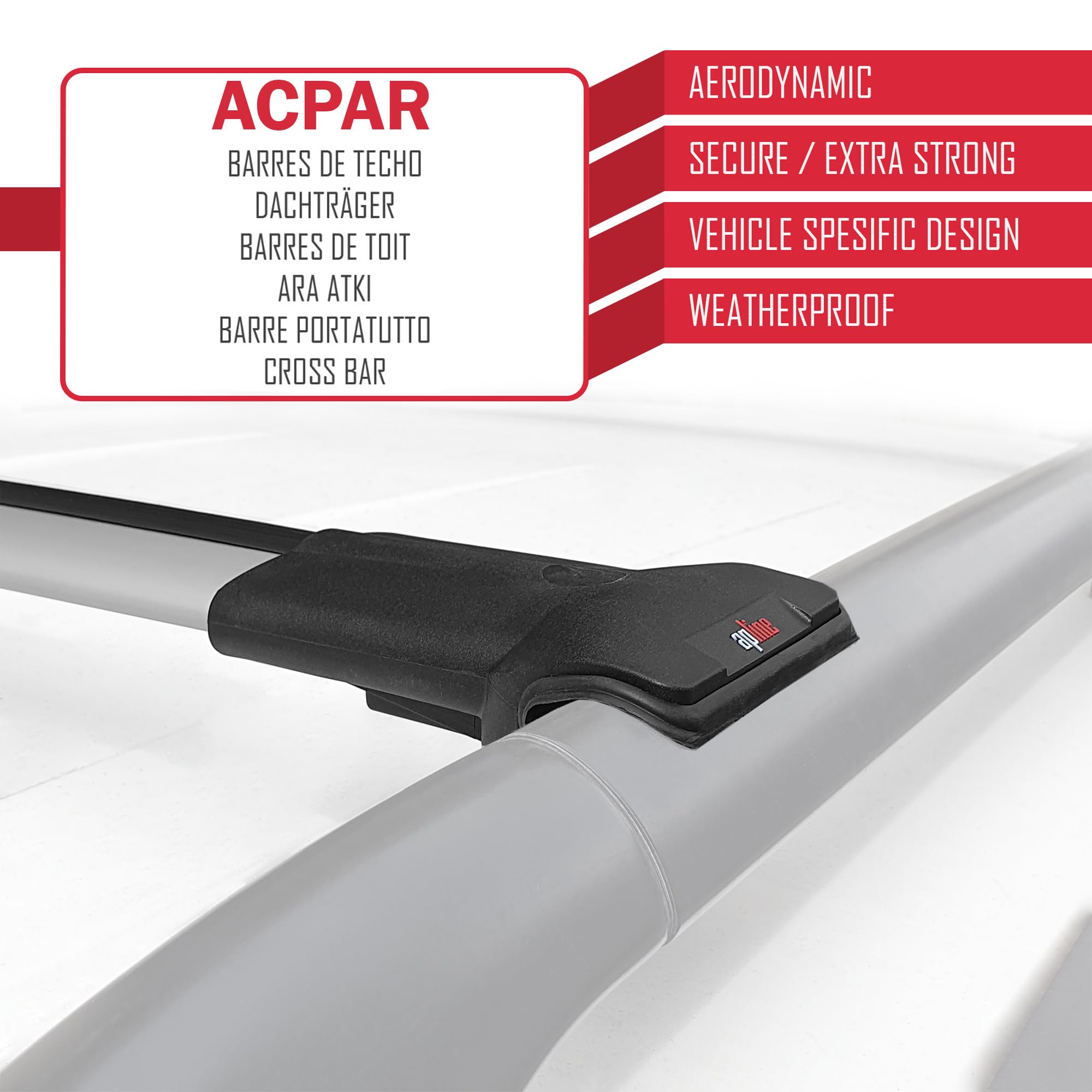 Compatible con Audi A4 (B7) Avant 2005-2007 Modelo Fly Barra de Techo Auto Portaequipajes Barras Transversales Gris Aluminio 2 Barras