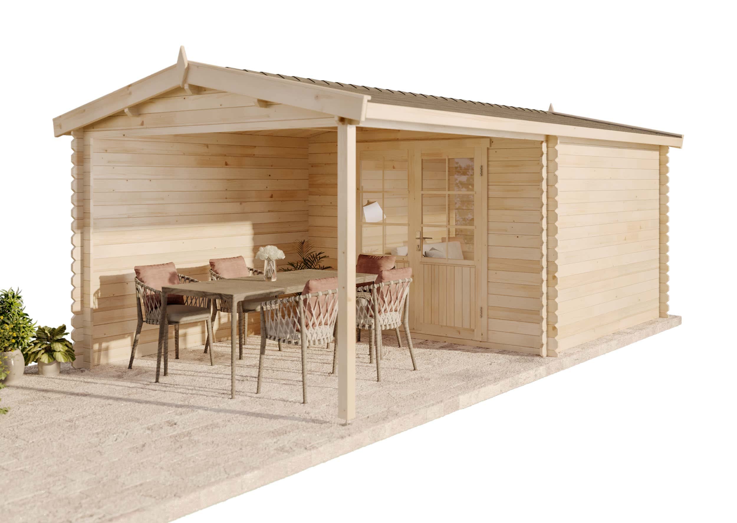 Alpholz Gartenhaus Ruben-28 aus Massiv-Holz | Gerätehaus mit 28 mm Wandstärke | Garten Holzhaus inklusive Montagematerial | Geräteschuppen Größe: 596 x 310 cm | Satteldach