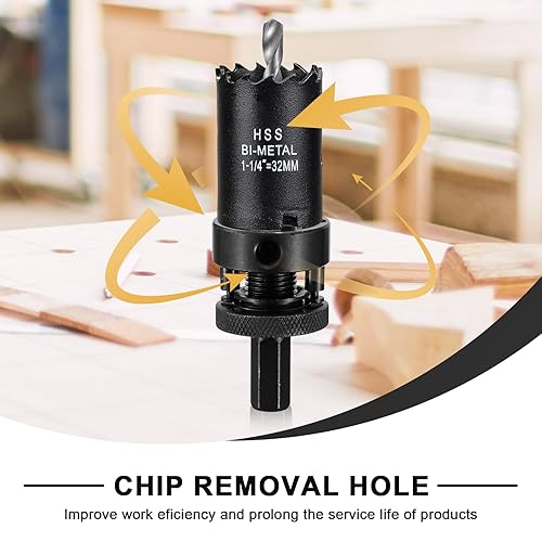 Miniatura 6 de Broca de sierra perforadora de 1 14 pulgadas para metal y madera, cortador de agujeros bimetálico M42 con profundidad de corte de 1.5 pulgadas para