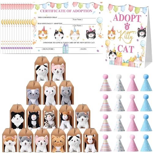 Cinnvoice 65 Pcs Adopt a Cat Party Favors, 16 Stuffed