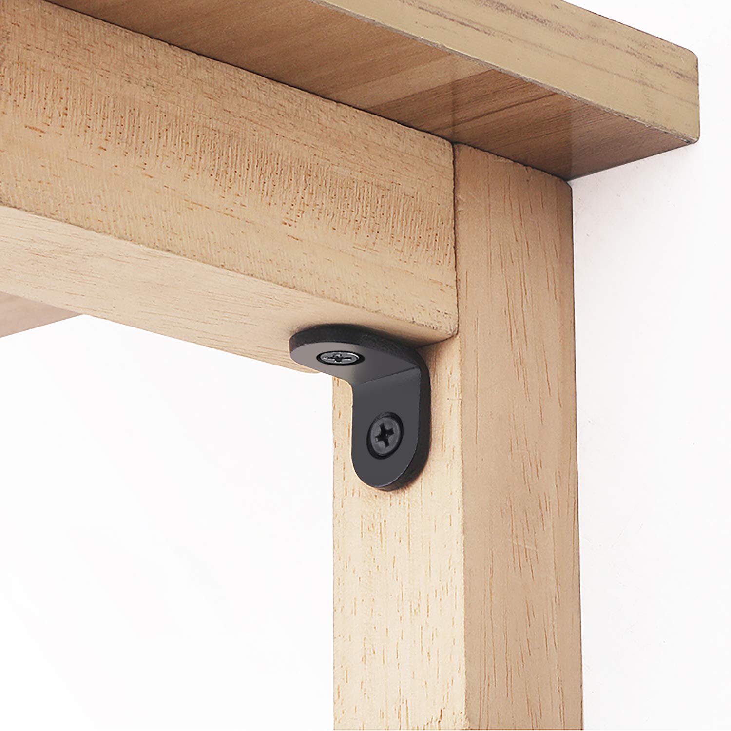 Staffe Angolari 90 Gradi Supporti Angolo Retto Staffe in Acciaio Squadrette Angolar a Forma di L con viti per Mensola di Legno Tavolo Sedia 20 * 20 mm 20 Pezzi Nero