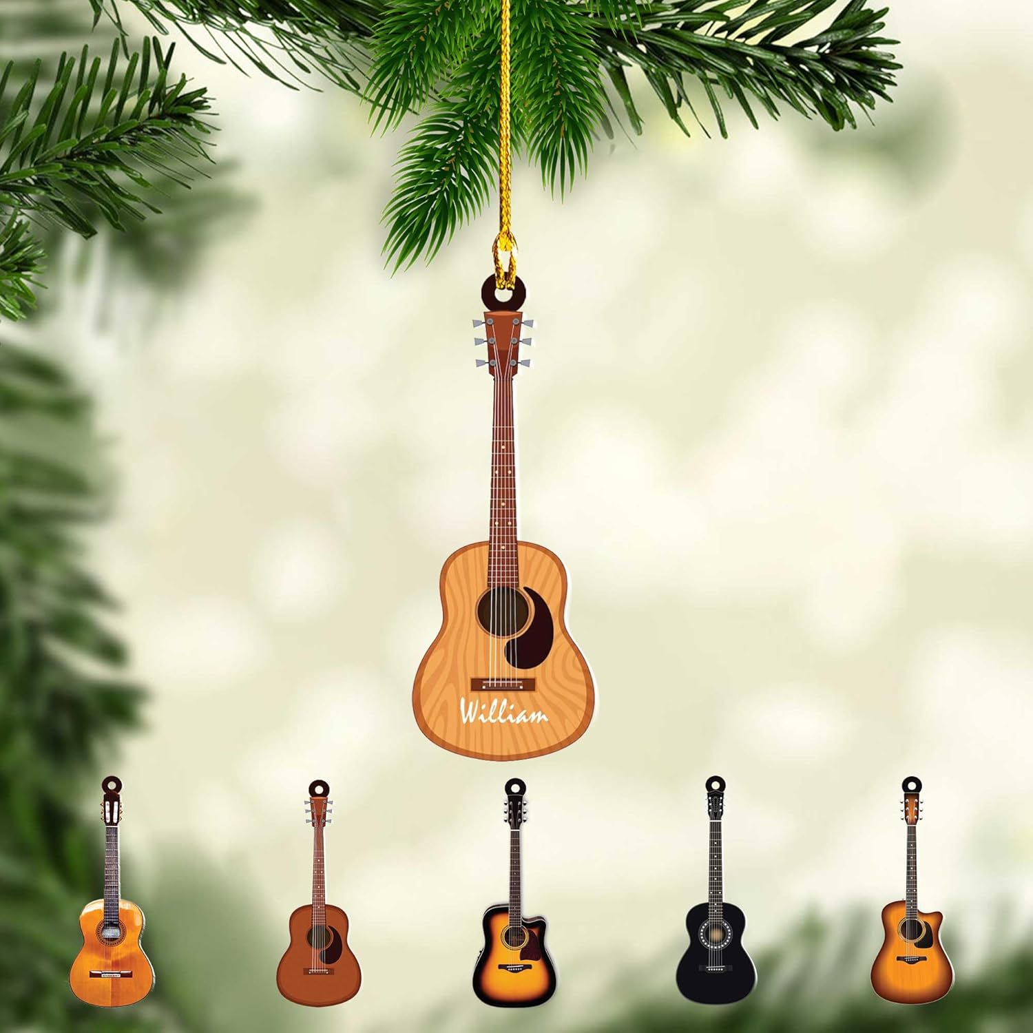 Personalized Guitar Ornaments 2023 Music Ornaments Acoustic