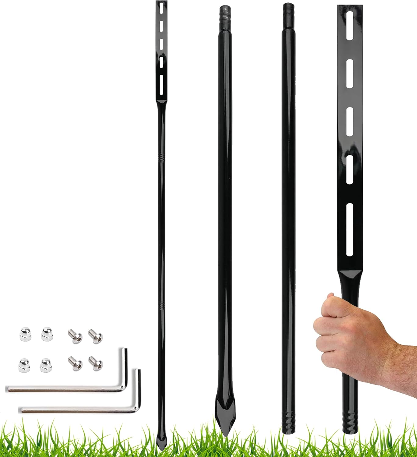 2Pcs Metal Stakes for Yard Signs, 36 Inches Heavy Duty Metal Posts for Yard Signs, with Hardware, Black