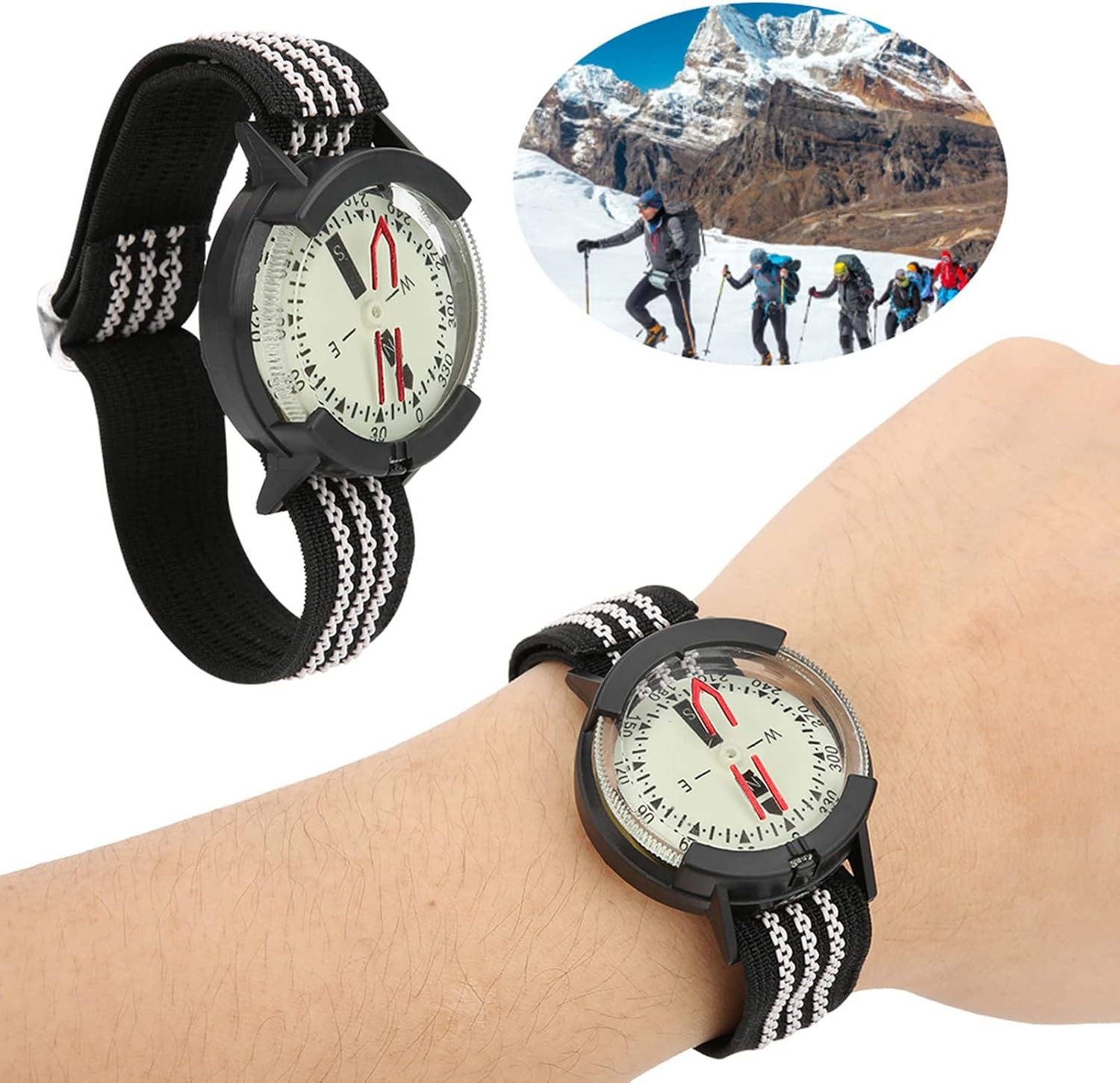 Outdoor Camping Compass Watch Waterproof Compass Luminous Adjustable Dial Watch Diving Underwater Compass image 4