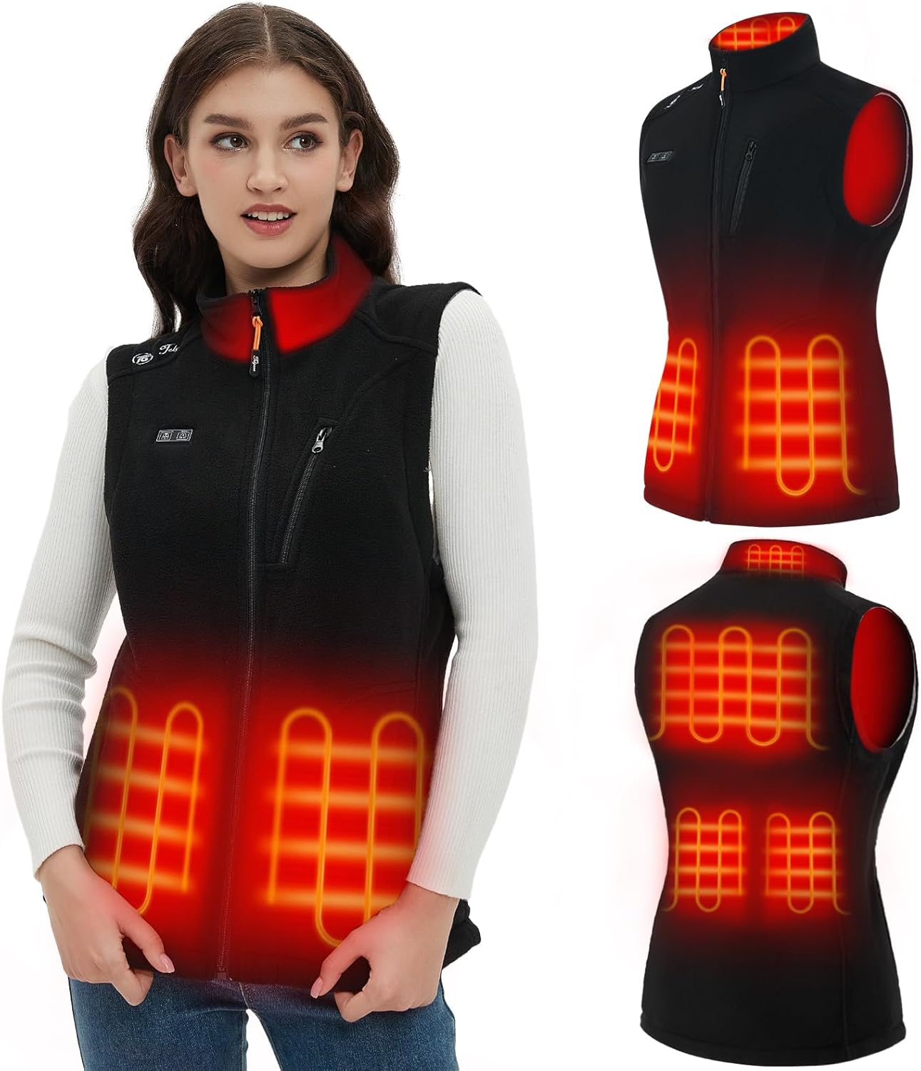 Telguua Women's Heated Vest with Battery Pack Included,Heated Fleece Vest for Women Electric Rechargeable Heated Fleece Vests