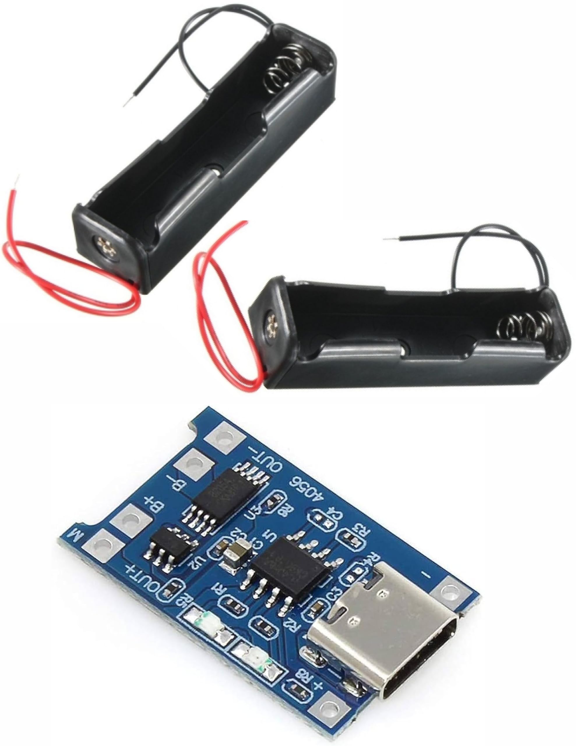 18650 Button Top Battery Holder with Wire Leads & TP4056 USB Type-C Charging Board-image-37