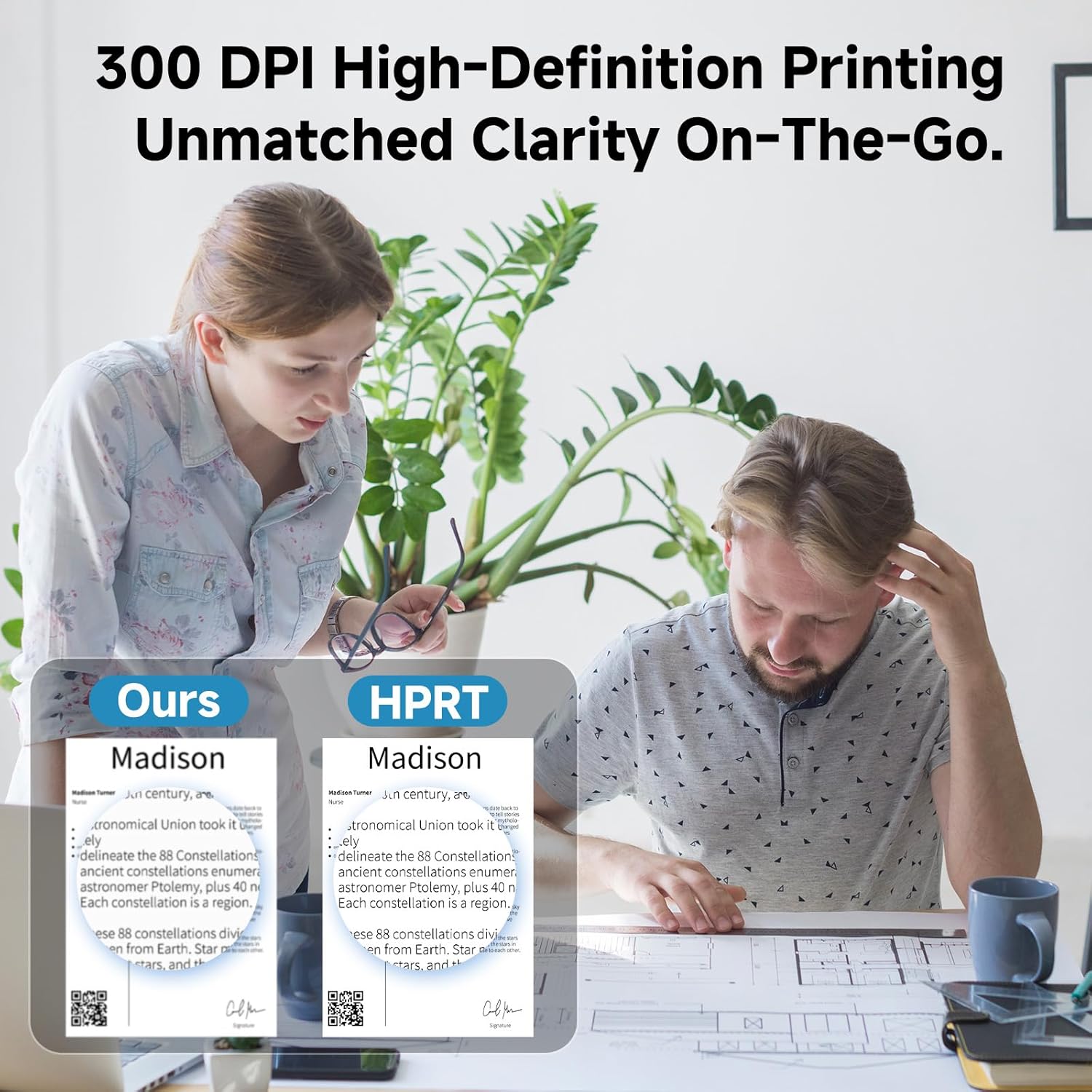 HPRT Portable Printer Wireless for Travel, Inkless Thermal Printer for iOS/Andorid/Laptop, 300DPI, Supports Thermal Paper & Labels,Supports 8.5"x 11"US Letter & A4, A5 for Office/Home/School/Vehicles