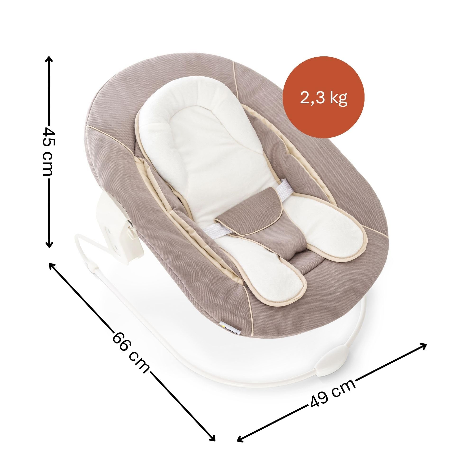 hauck Alpha Bouncer 2in1, Beige - Sdraietta Neonato con Base Dondolo Compatibile con Seggioloni Pappa Alpha+ e Beta+ - da 0 Mesi fino a 9 kg - con Cintura a 3 Punti e Riduttore di Seduta