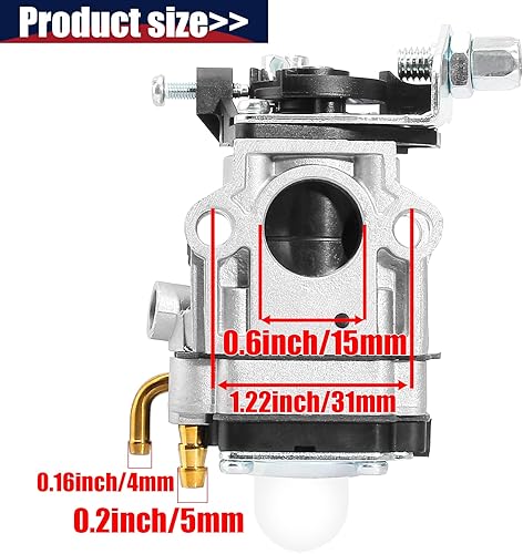 Miniatura 3 de Carburador para motor de 33 cc, 40 cc, 43 cc, 47 cc, 49 cc, 50 cc, 2 tiempos, orificio de admisión, agujero de admisión, bolsillo de suciedad,