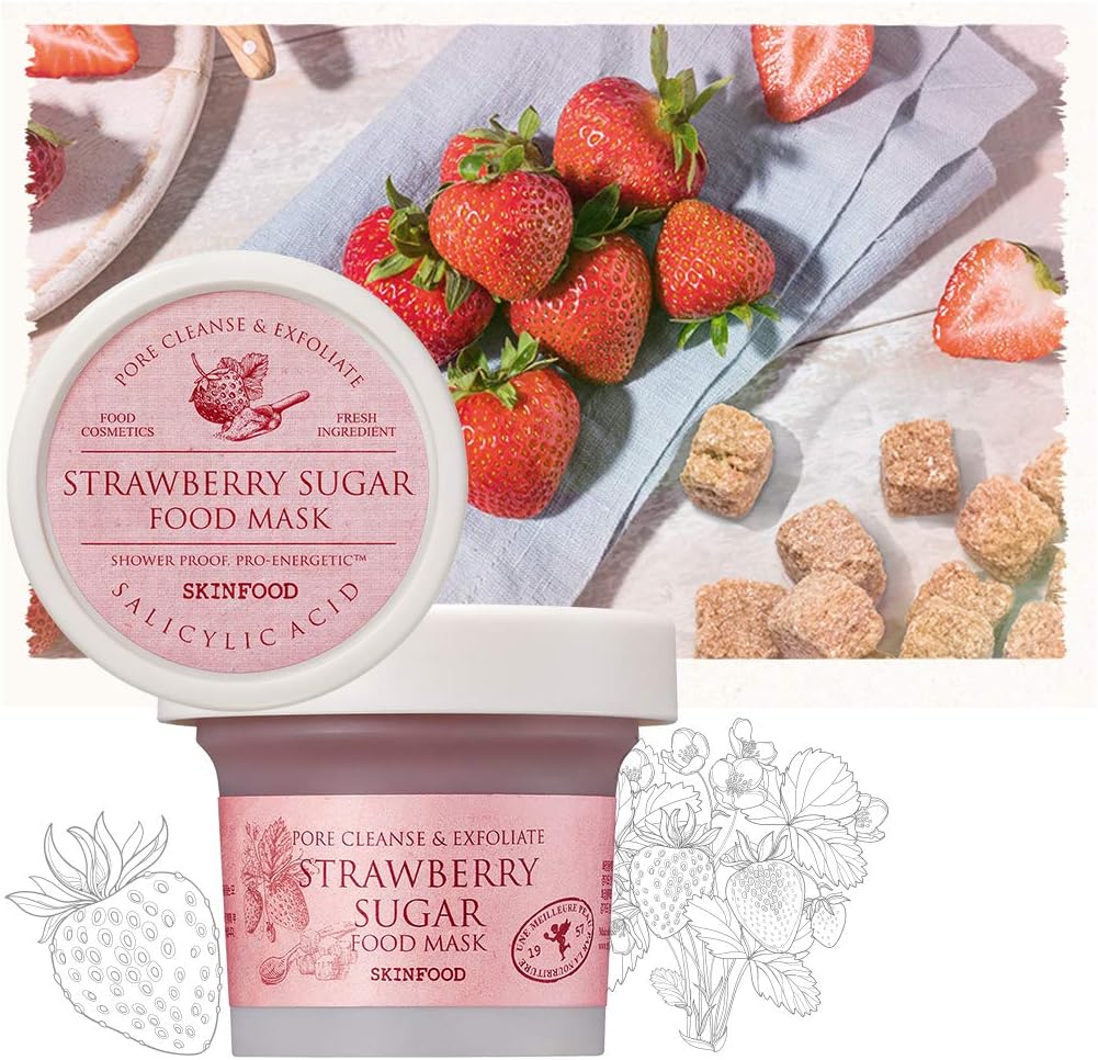 SKINFOOD Mask Strawberry Sugar Wash Off Face Masks, Facial Pore Cleanser 120g (4.23 oz), Hydrating & Nourishing - Image 4