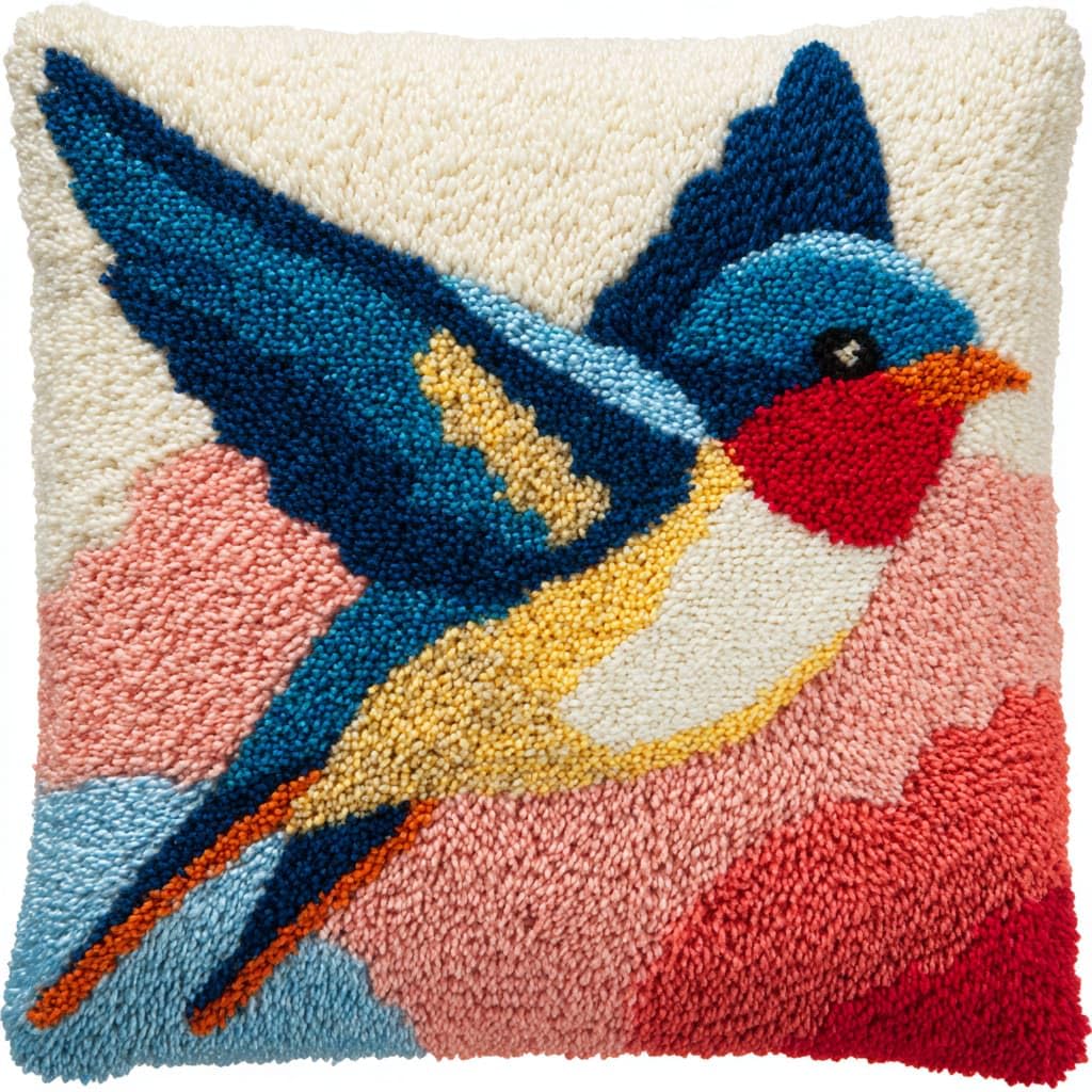 Taxpy DIY Latch Hook Cushion Kits, Animals Birds Needlework Embroidery Set Crochet Needlework Crafts with Latch Hook Tool 43x43cm