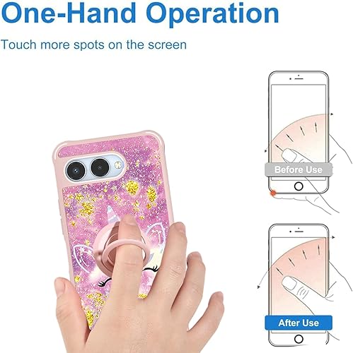 Miniatura 78 de Cricket Debut S2 - Funda compatible con AT&T Calypso 4 U380AC U380AA con protector de pantalla de vidrio templado, soporte de anillo, purpurina